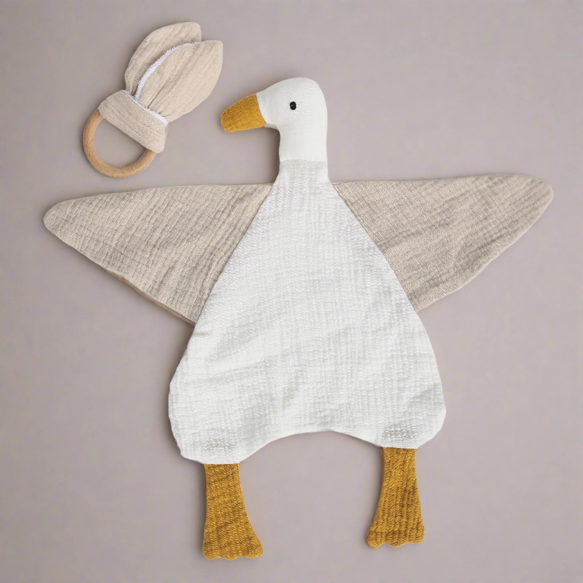 Baby Security Blanket Organic Cotton Muslin Goose Blanket - Premium  from The Rare Bunnies  - Just $14.99! Shop now at The Rare Bunnies 